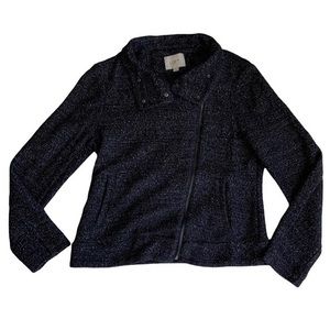 Ann Taylor LOFT womans black and white zip up jacket M